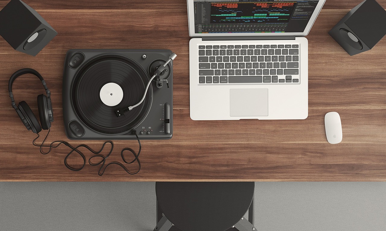 laptop and a disc recorder